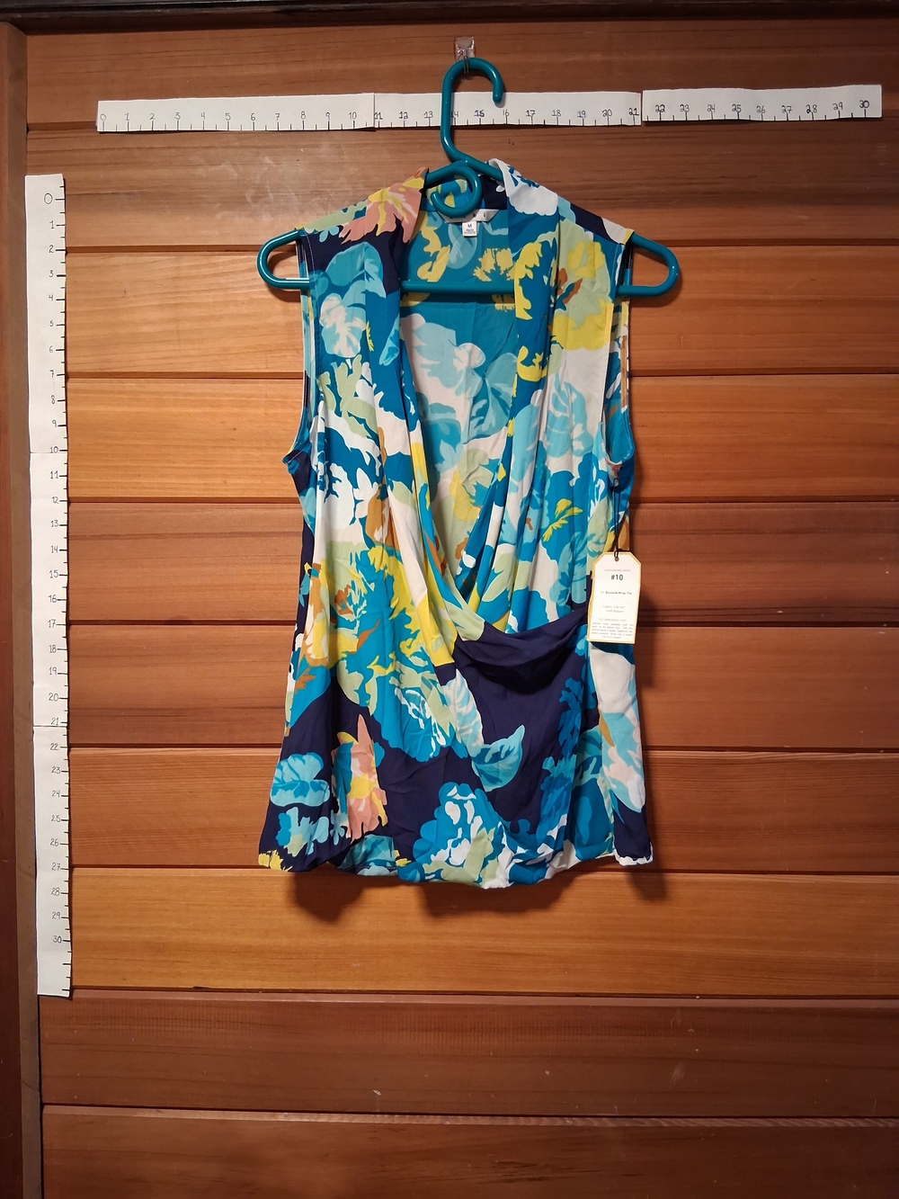 🌞Sleeveless Floral Surplice Top in Teal and Navy